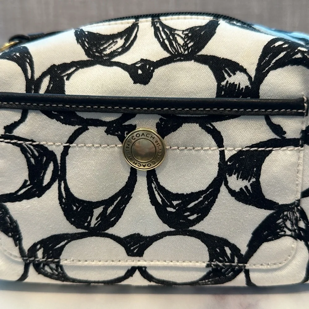 COACH—Vintage Y2K Black & White Signature Monogram Logo Mini Bag- canvas - Picture 8 of 12
